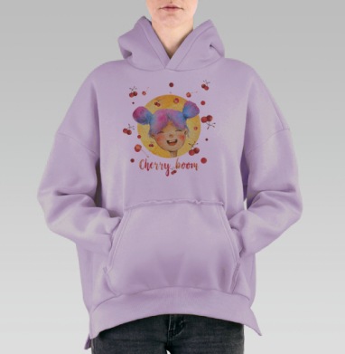 Вишневый взрыв, Hoodie Oversize Fiolet, утепленная