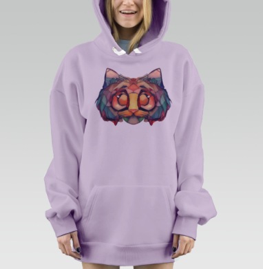 Витражный кот, Hoodie Mjhigh Dig Mel, Fiolet, утепленная