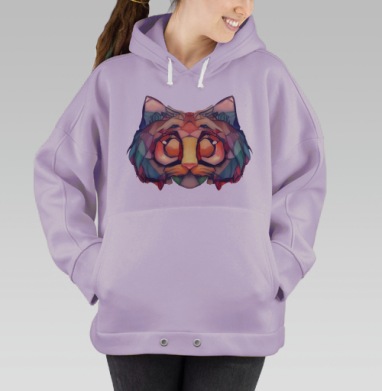 Витражный кот, Hoodie Oversize Fiolet