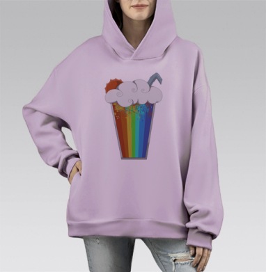 Вкус Лета, Hoodie Mono Fiolet, оверсайз, утепленная