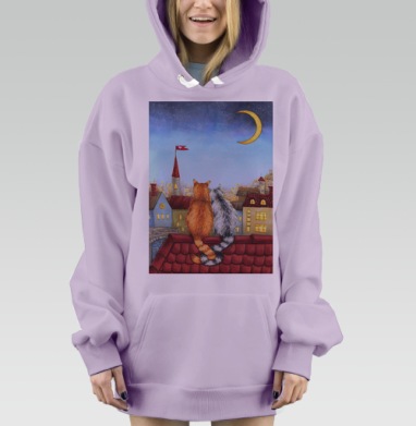 Влюбленные котики на крыше, Hoodie Mjhigh Dig Mel, Fiolet, утепленная