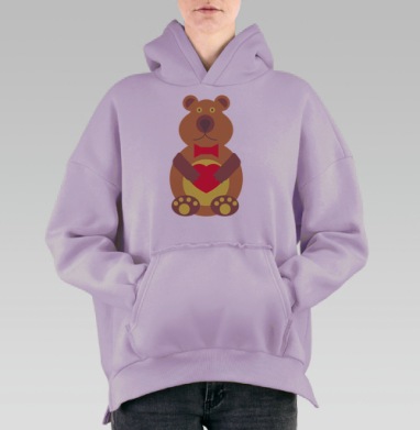 Влюбленный медвежонок, Hoodie Oversize Fiolet, утепленная