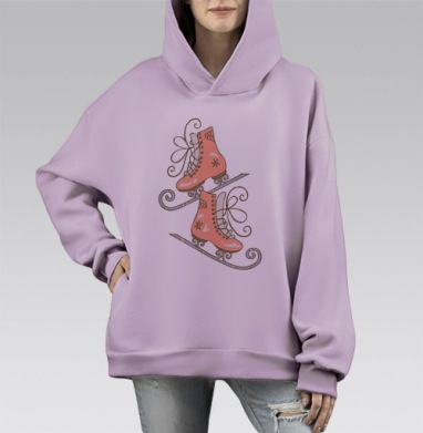 Волшебные коньки, Hoodie Mono Fiolet, оверсайз, утепленная
