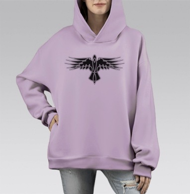 Ворон кельтский, Hoodie Mono Fiolet, оверсайз, утепленная