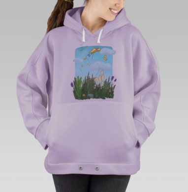 Воздушный змей в небе над зеленью, Hoodie Oversize Fiolet