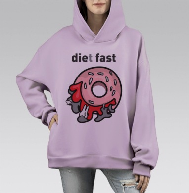Вредный пончик, Hoodie Mono Fiolet, оверсайз, утепленная