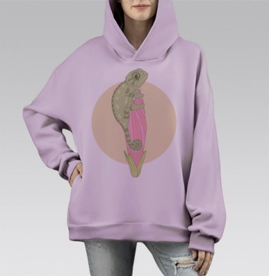Хамелеон, Hoodie Mono Fiolet, оверсайз, утепленная