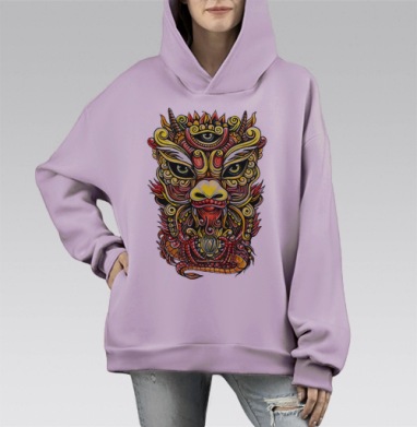 Хранитель-дракон, Hoodie Mono Fiolet, оверсайз, утепленная