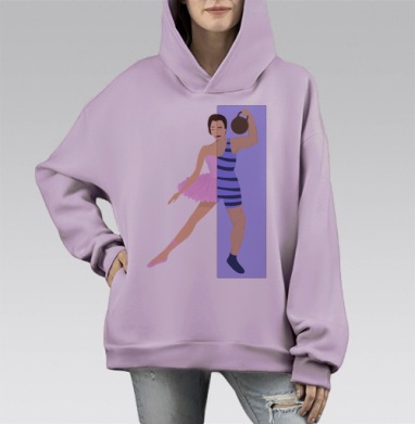 Хрупкость обманчива, Hoodie Mono Fiolet, оверсайз, утепленная