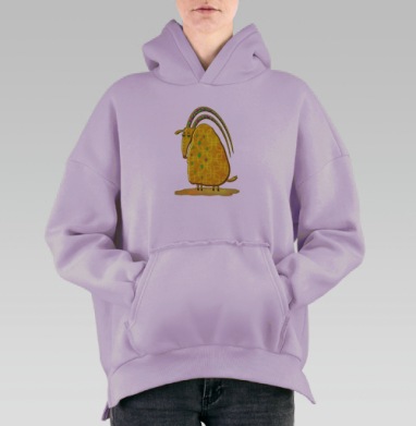 Яркая антилопа с узорчатыми рогами, Hoodie Oversize Fiolet, утепленная