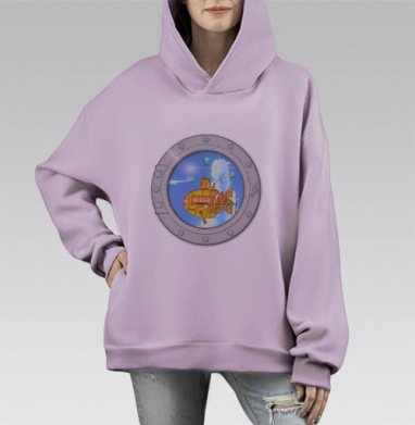 Яркая безумная подводная лодка в небе, Hoodie Mono Fiolet, оверсайз, утепленная