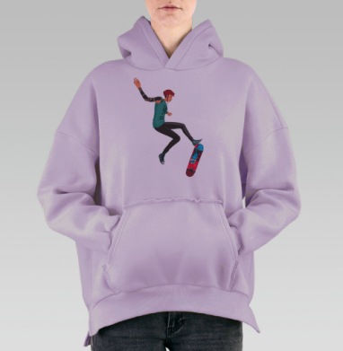 Яркий Скейтборд и Уличный Стиль HELIB, Hoodie Oversize Fiolet, утепленная