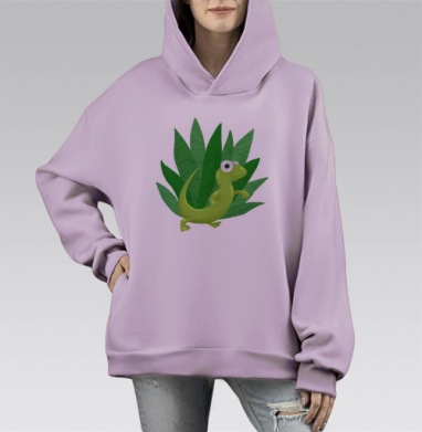 Ящерка, Hoodie Mono Fiolet, оверсайз, утепленная