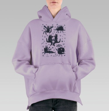 Забавные монстры, Hoodie Oversize Fiolet, утепленная