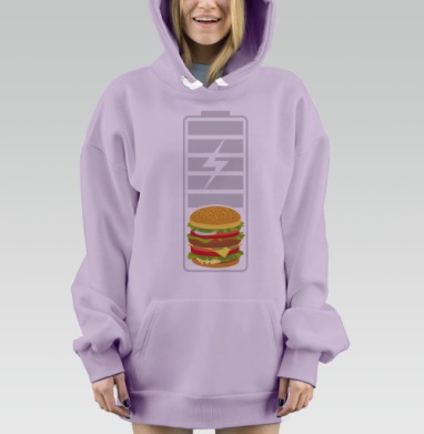 Заряд энергии от вкусного гамбургера, Hoodie Mjhigh Dig Mel, Fiolet, утепленная