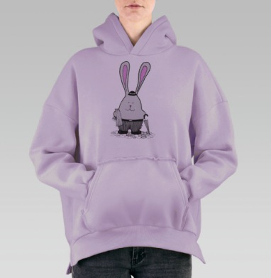 Заяц- джентльмен, Hoodie Oversize Fiolet, утепленная