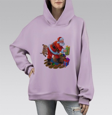 Здравствуй  Санта, Hoodie Mono Fiolet, оверсайз, утепленная