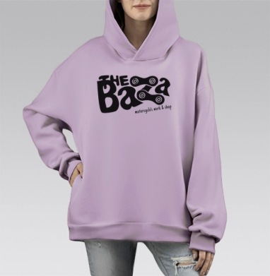 ЗЕ БАЗА 5, Hoodie Mono Fiolet, оверсайз, утепленная