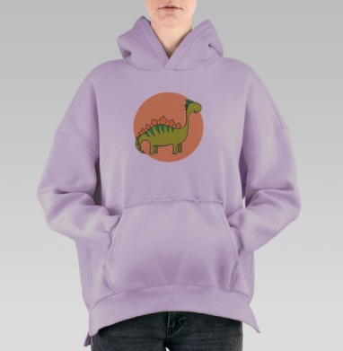 Зеленый динозаврик, Hoodie Oversize Fiolet, утепленная