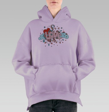 Зимне-новогодняя любовь, Hoodie Oversize Fiolet, утепленная