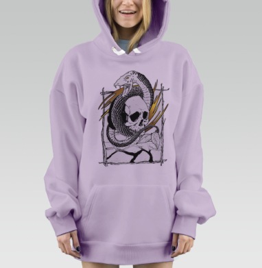 Змий с черепом, Hoodie Mjhigh Dig Mel, Fiolet, утепленная