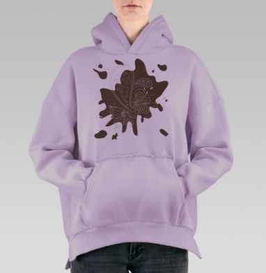 Абстракция, Hoodie Oversize Fiolet, утепленная