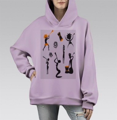 Африка, Hoodie Mono Fiolet, оверсайз, утепленная