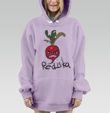 Агрессивная редиска с гримасой гнева на фоне экспрессивного скетча, Hoodie Mjhigh Dig Mel, Fiolet, утепленная