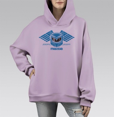 Агрессивный шлем с крыльями Mazda дух драйва, Hoodie Mono Fiolet, оверсайз, утепленная