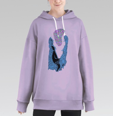 alligator / Аллигатор, Hoodie Long Oversize Fiolet