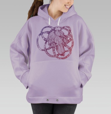 Арт-панно с черепом и символами бесконечности, Hoodie Oversize Fiolet