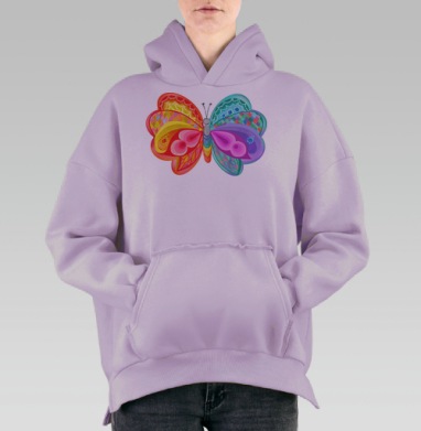 бабочка, Hoodie Oversize Fiolet, утепленная
