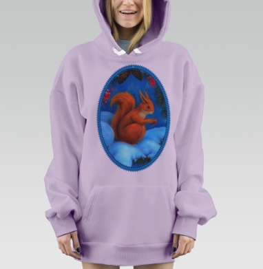 Белочка зимой, Hoodie Mjhigh Dig Mel, Fiolet, утепленная