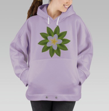 Белый Тропический Цветок, Hoodie Oversize Fiolet