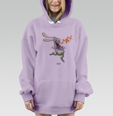 Безумный кролик на роликах АААААААА, Hoodie Mjhigh Dig Mel, Fiolet, утепленная