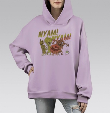 Бодрая горошина, Hoodie Mono Fiolet, оверсайз, утепленная
