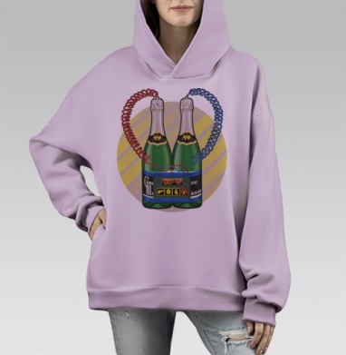 BOOM! (новогодний), Hoodie Mono Fiolet, оверсайз, утепленная