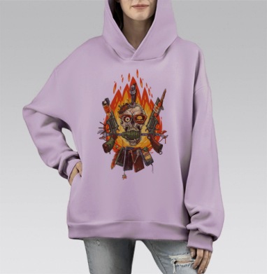 Череп, Hoodie Mono Fiolet, оверсайз, утепленная