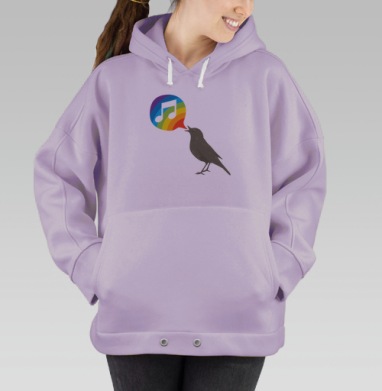 Черная птица с радужным голосом как манифест оптимизма, Hoodie Oversize Fiolet
