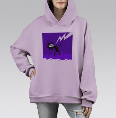 Чёрный Метал, Hoodie Mono Fiolet, оверсайз, утепленная
