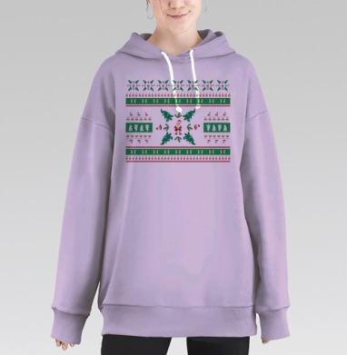 Чудесные праздничные елочки веселые снеговики Новогодний Санта Клаус, Hoodie Long Oversize Fiolet