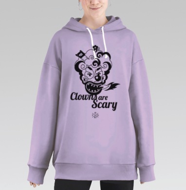 Clowns are Scary / Страшные клоуны, Hoodie Long Oversize Fiolet