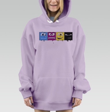 CMYK faces / Лица CMYK, Hoodie Mjhigh Dig Mel, Fiolet, утепленная