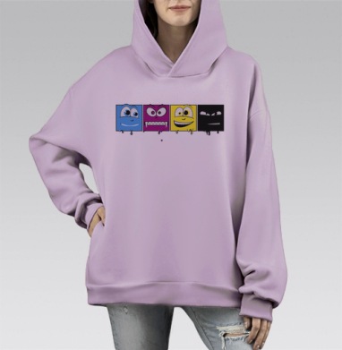 CMYK faces / Лица CMYK, Hoodie Mono Fiolet, оверсайз, утепленная