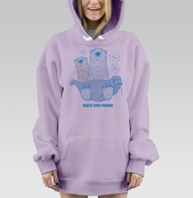 Cool fishing / Крутая рыбалка, Hoodie Mjhigh Dig Mel, Fiolet, утепленная