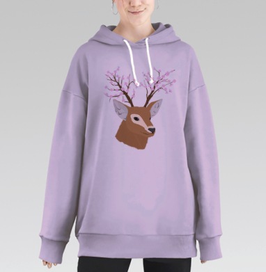 Цветущий олень, Hoodie Long Oversize Fiolet