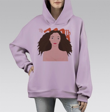 Дева, Hoodie Mono Fiolet, оверсайз, утепленная