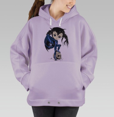 Девушка-гонщица на черепе: дерзкий арт, Hoodie Oversize Fiolet