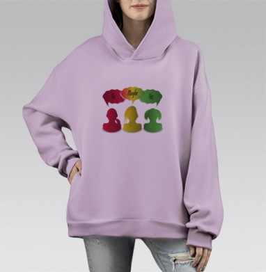 девушки думают, Hoodie Mono Fiolet, оверсайз, утепленная