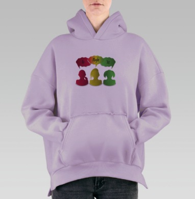 девушки думают, Hoodie Oversize Fiolet, утепленная